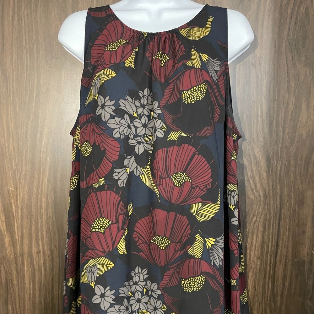 Ann Taylor LOFT Semi-Sheer Floral Sleeveless Blouse Tank Top Work Shirt